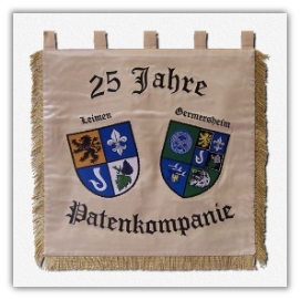 Gestickte Fahne- Wandbehang, 25 Jahre Patenkompanie Leimen-Germersheim